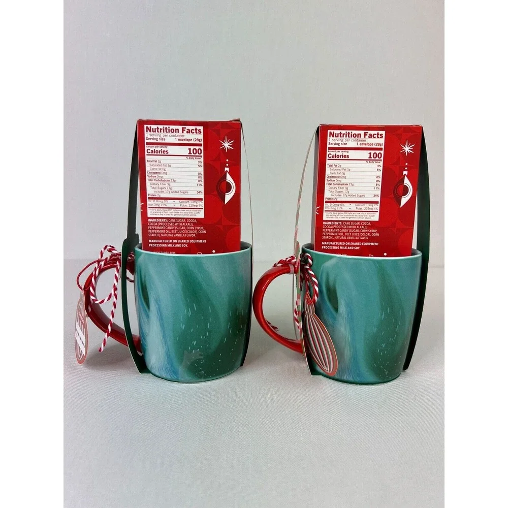 Starbucks Holiday 2024 Gift Set Hot‎ Cocoa 12 oz Coffee Mug Green Set of 2